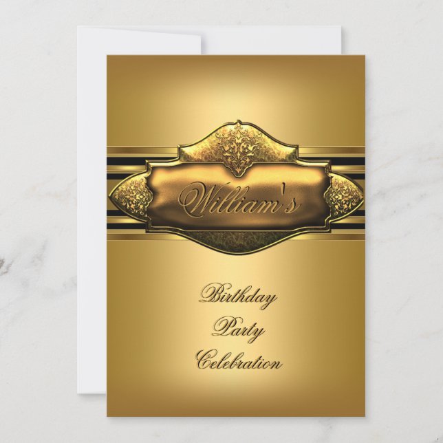 Invitación Elegante Fiesta de Cumpleaños de Oro Mens 60.º 50. (Anverso)