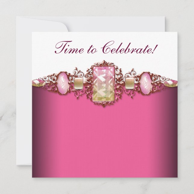 Invitación Elegante fiesta de cumpleaños de oro y rosado cali (Anverso)