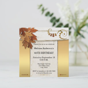 Invitación Elegante fiesta de cumpleaños de otoño rústica