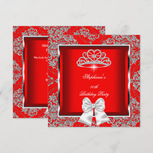 Invitación Elegante fiesta de cumpleaños de plata de Red Dama