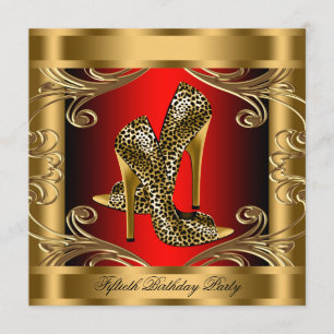 Invitación Elegante fiesta de cumpleaños de rojo, negro y dor