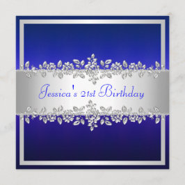 Invitación Elegante fiesta de cumpleaños de Rosas de plata az