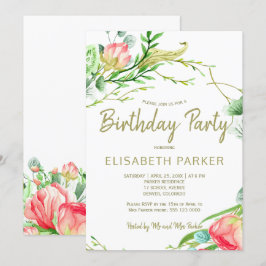 Invitación Elegante fiesta de cumpleaños de rosas del jardín
