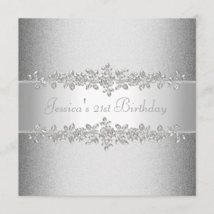 Invitación Elegante fiesta de cumpleaños de Rosas Plateados