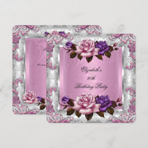 Invitación Elegante fiesta de cumpleaños de Rosas Púrpura Lil