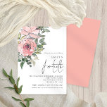Invitación Elegante fiesta de cumpleaños de Rubor Pink Floral<br><div class="desc">Elegante Rubor Pink Florals 40º cumpleaños Invitación. un ilustracion artístico floral de moda que invita a sus invitados a celebrar su 40º cumpleaños, con flores y hojas en la esquina superior izquierda. Un guión elegante para la ocasión y personalizar fácilmente el resto del texto a sus propios requerimientos. Al otro...</div>