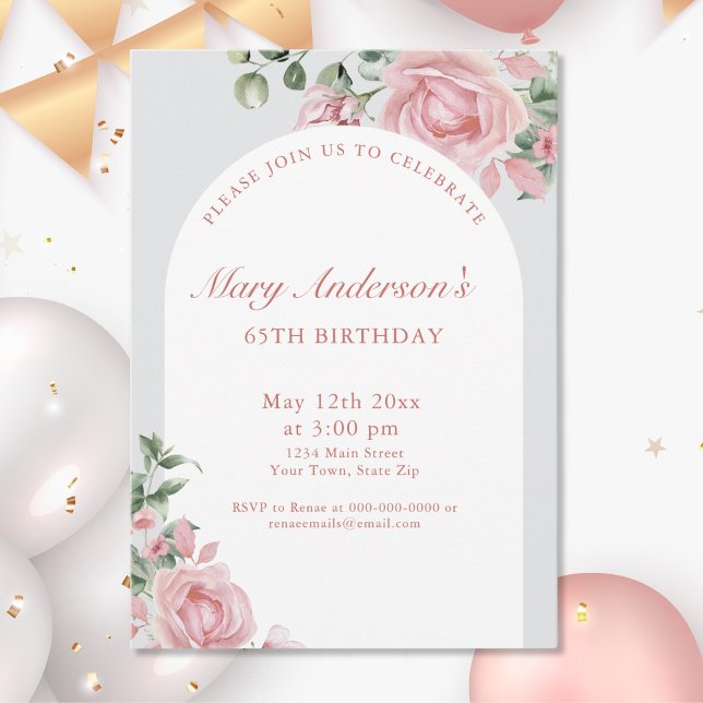 Invitación Elegante fiesta de cumpleaños de Rubor Rosa Rosada (Subido por el creador)