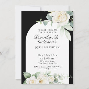 Invitación Elegante fiesta de cumpleaños de Rubor White Roses