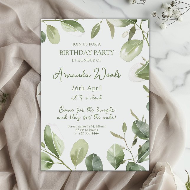 Invitación Elegante fiesta de cumpleaños de serenidad floral (Subido por el creador)