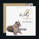 Invitación Elegante fiesta de cumpleaños de sorpresa con flor<br><div class="desc">Invite a los huéspedes a una fiesta de cumpleaños secreta sorpresa con esta elegante invitación en blanco,  negro y oro diseñada con flores de tigre y acuarela vintage. ¡personalizable completo para cualquier celebración de cumpleaños! Artista original pintado a mano en acuarela.</div>
