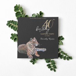 Invitación Elegante fiesta de cumpleaños de sorpresa con flor