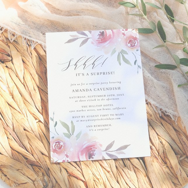 Invitación Elegante fiesta de cumpleaños de sorpresa floral p (Subido por el creador)