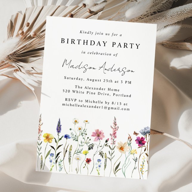 Invitación Elegante fiesta de cumpleaños de Wildflower Meadow (Subido por el creador)