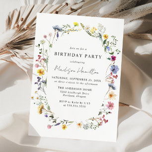 Invitación Elegante fiesta de cumpleaños de Wildflower Meadow
