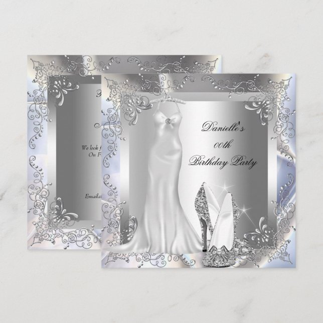 Invitación Elegante fiesta de cumpleaños de zapatos de tacón  (Anverso / Reverso)