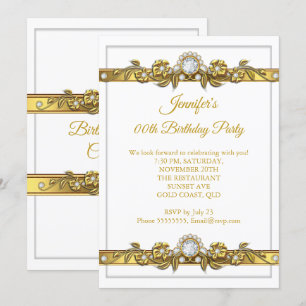 Invitación Elegante fiesta de cumpleaños del diamante blanco 