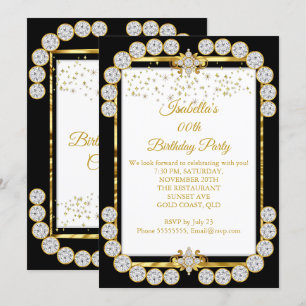 Invitación Elegante fiesta de cumpleaños del diamante negro b