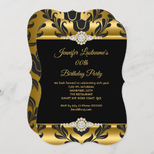 Invitación Elegante Fiesta de cumpleaños del diamante negro d