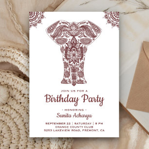 Invitación Elegante fiesta de cumpleaños del elefante de Henn