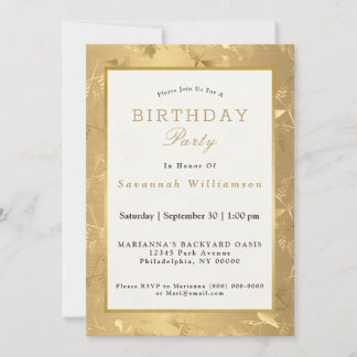 Invitación Elegante fiesta de cumpleaños del Glam Gold Hummin