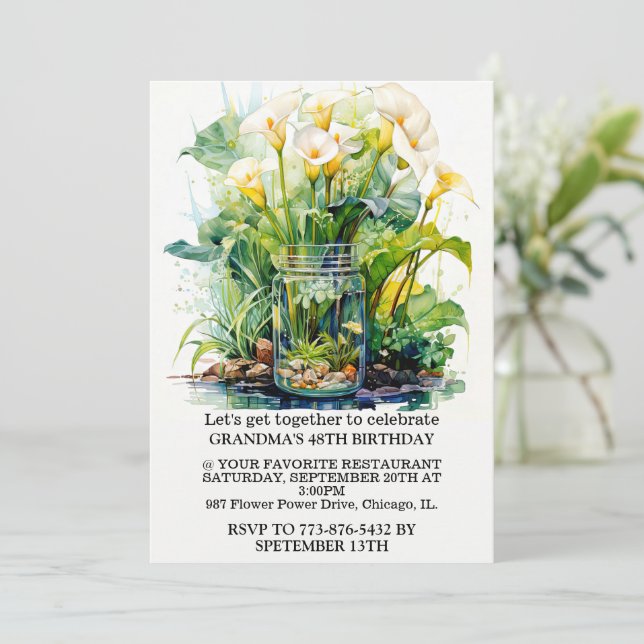 Invitación Elegante fiesta de cumpleaños del Ilustracion de C (Anverso de pie)