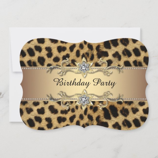 Invitación Elegante fiesta de cumpleaños del leopardo de oro (Anverso)