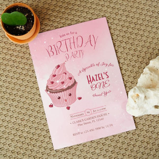 Invitación Elegante fiesta de cumpleaños del pastel dulce ros