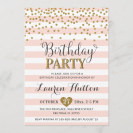 Invitación Elegante fiesta de cumpleaños del Purpurina de oro