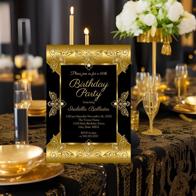 Invitación Elegante fiesta de cumpleaños Diamante de la Élite (Subido por el creador)