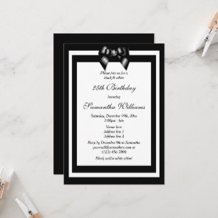 Invitación Elegante fiesta de cumpleaños en blanco y negro