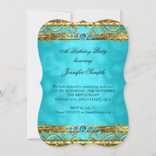 Invitación Elegante Fiesta de Cumpleaños en Damasco de Oro y