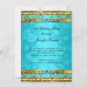 Invitación Elegante Fiesta de Cumpleaños en Damasco de Oro y 