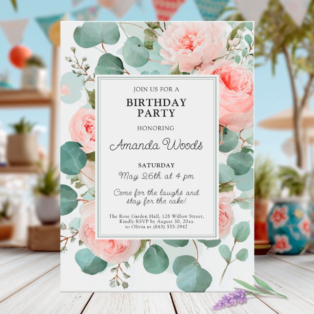 Invitación Elegante fiesta de cumpleaños en flor (Subido por el creador)