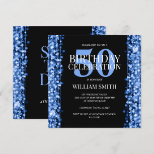 Invitación Elegante fiesta de cumpleaños esparce azul