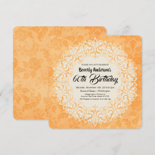 Invitación Elegante fiesta de cumpleaños estilo Damasco Dorad
