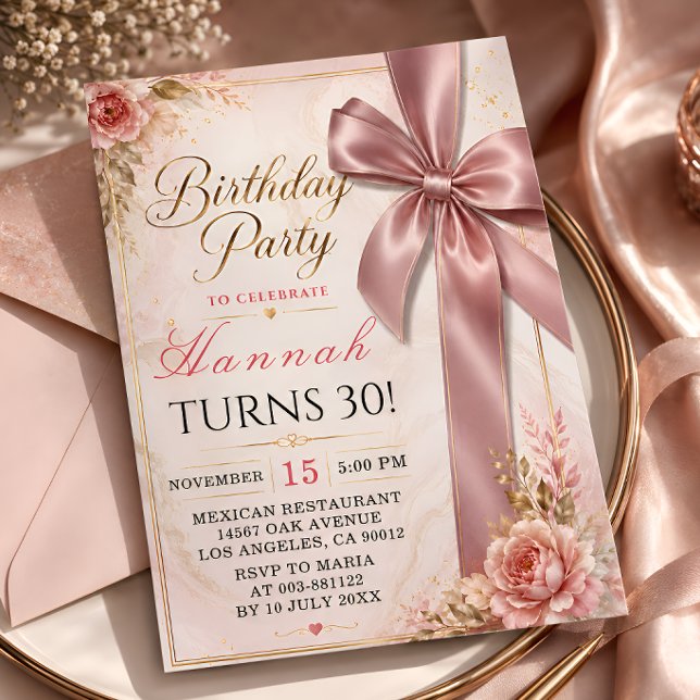 Invitación Elegante Fiesta de Cumpleaños Floral (Subido por el creador)