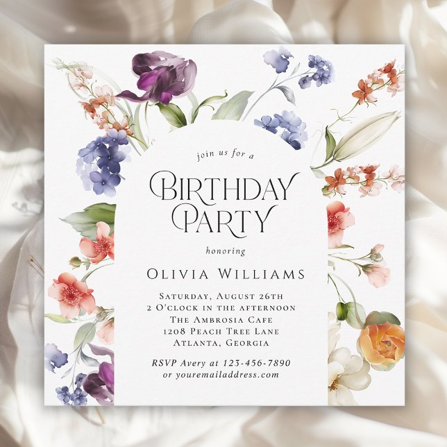 Invitación Elegante Fiesta de Cumpleaños Floral de Fantasía (Subido por el creador)