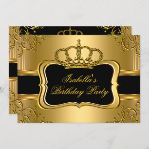 Invitación Elegante fiesta de cumpleaños floral de la Corona