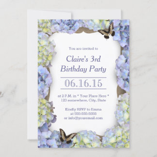 Invitación Elegante fiesta de cumpleaños floral de mariposa v