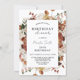 Invitación Elegante fiesta de cumpleaños floral de otoño