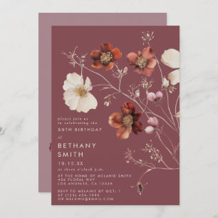 Invitación Elegante fiesta de cumpleaños floral de otoño