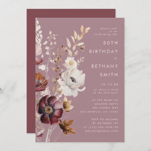 Invitación Elegante fiesta de cumpleaños floral de otoño