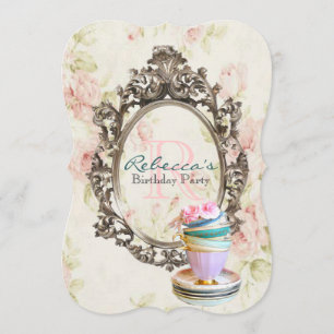 Invitación elegante fiesta de cumpleaños floral inglesa
