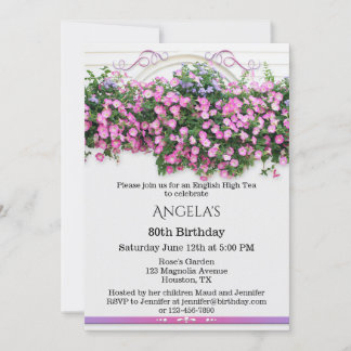Invitación Elegante fiesta de cumpleaños floral inglesa