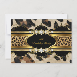 Invitación Elegante Fiesta de Cumpleaños Leopardo Dorado Anim