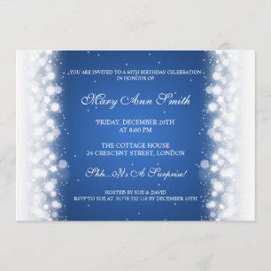 Invitación Elegante Fiesta de Cumpleaños Magia Esparkle Azul