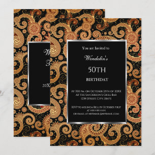 Invitación Elegante fiesta de cumpleaños moderna Paisley Invi