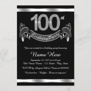 Invitación Elegante fiesta de cumpleaños número 100