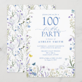 Invitación Elegante fiesta de cumpleaños número 100 de Flor a