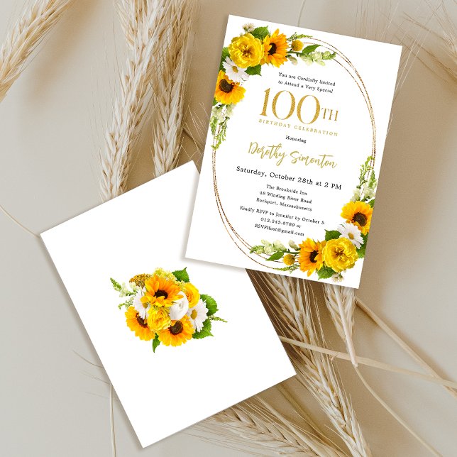 Invitación Elegante fiesta de cumpleaños número 100 del giras (Subido por el creador)
